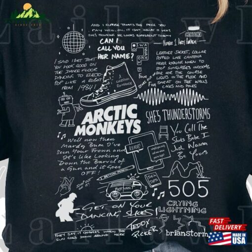 Arctic Monkeys Lyrics T-Shirt Doodle Shirt The Car Tour 2023 Sweatshirt Unisex