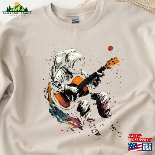 Astronaut Playing Guitar Sweatshirt Guitarist Spaceman Sweater Hoodie Classic