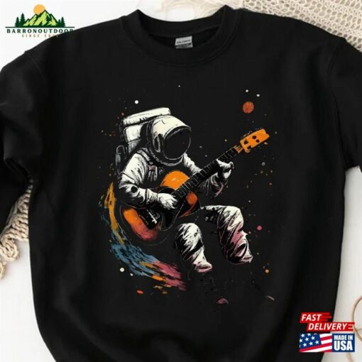 Astronaut Playing Guitar Sweatshirt Guitarist Spaceman Sweater Hoodie Classic