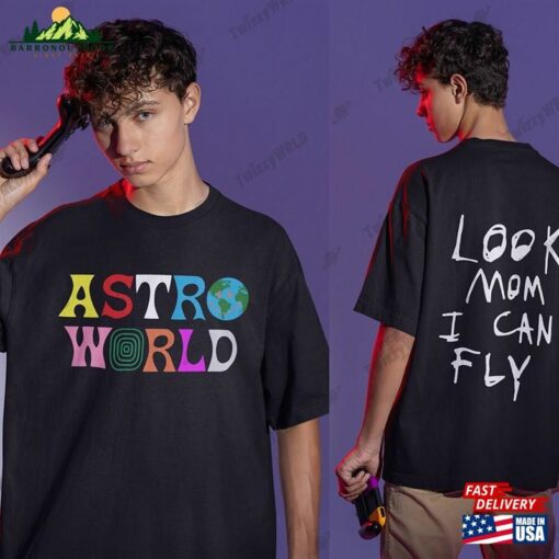 Astroworld Look Mom I Can Fly Front And Back Shirt Travis Scott Tshirt Tour T-Shirt Classic