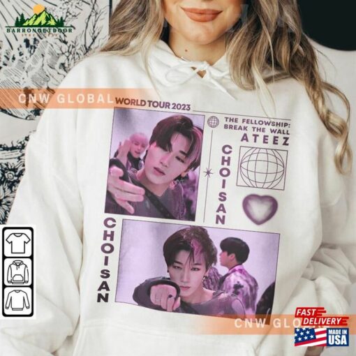 Ateez Choi San Kpop Sweatshirt World Tour 2023 Fellowship Break The Wall Tee V1 Hoodie Classic