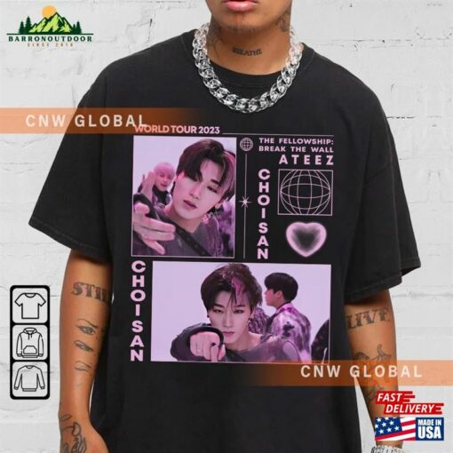 Ateez Choi San Kpop Sweatshirt World Tour 2023 Fellowship Break The Wall Tee V1 Hoodie Classic