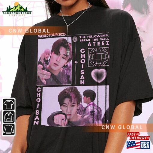 Ateez Choi San Kpop Sweatshirt World Tour 2023 Fellowship Break The Wall Tee V1 Hoodie Classic