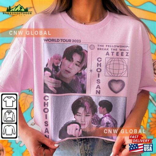 Ateez Choi San Kpop Sweatshirt World Tour 2023 Fellowship Break The Wall Tee V1 Hoodie Classic