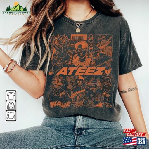 Ateez Kpop Doodle Art Shirt Vintage Merch Tee Album Lyric Tattoo Design Sweatshirt Classic T-Shirt