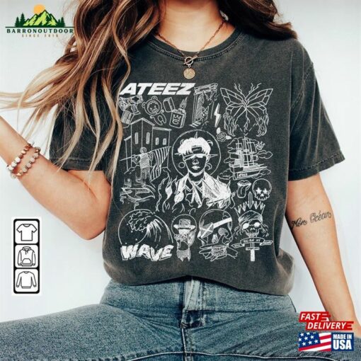 Ateez Kpop Doodle Art Shirt Vintage Merch Tee Albums Lyric Tattoo Design Sweatshirt T-Shirt Hoodie