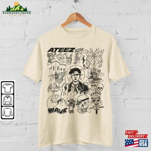 Ateez Kpop Doodle Art Shirt Vintage Merch Tee Albums Lyric Tattoo Design Sweatshirt T-Shirt Hoodie