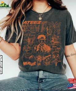 Ateez Kpop Doodle Art Shirt Vintage Merch Tee Albums Lyric Tattoo Design Sweatshirt Unisex Classic