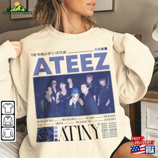 Ateez Kpop Shirt Outlaw Tee V1 Hongjoong Seonghwa Yunho Yeosang San Mingi Wooyoung Jongho Hoodie Sweatshirt T-Shirt