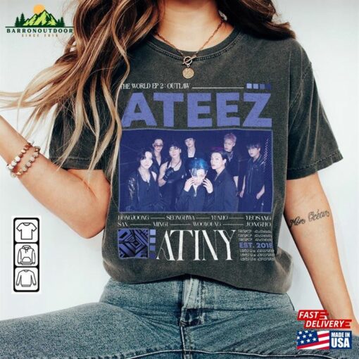 Ateez Kpop Shirt Outlaw Tee V1 Hongjoong Seonghwa Yunho Yeosang San Mingi Wooyoung Jongho Hoodie Sweatshirt T-Shirt