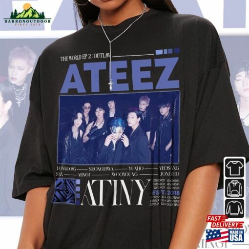 Ateez Kpop Shirt Outlaw Tee V1 Hongjoong Seonghwa Yunho Yeosang San Mingi Wooyoung Jongho Hoodie Sweatshirt T-Shirt