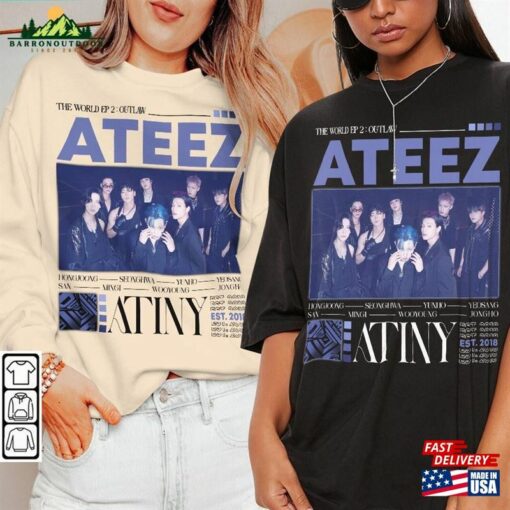 Ateez Kpop Shirt Outlaw Tee V1 Hongjoong Seonghwa Yunho Yeosang San Mingi Wooyoung Jongho Hoodie Sweatshirt T-Shirt