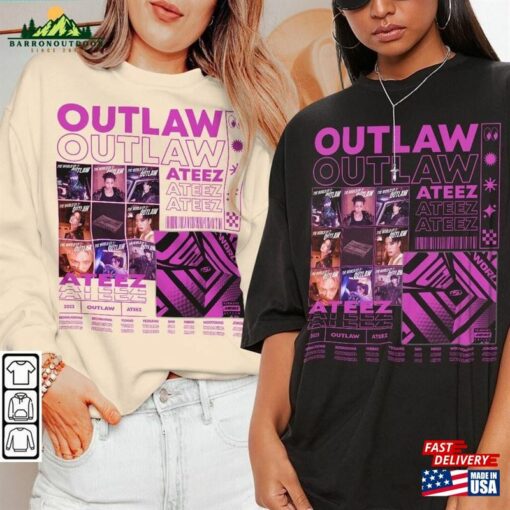 Ateez Kpop Shirt Outlaw Tee V1 Hongjoong Seonghwa Yunho Yeosang San Mingi Wooyoung Jongho Hoodie T-Shirt