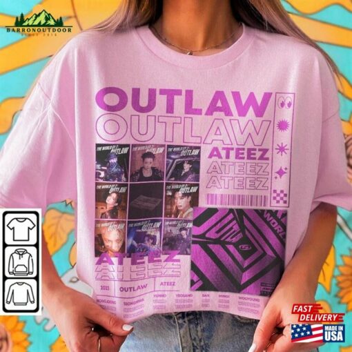 Ateez Outlaw Shirt Tee Hongjoong Seonghwa Yunho Yeosang San Mingi Wooyoung Jongho Hoodie Sweatshirt Classic