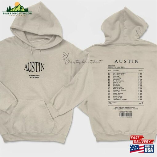 Austin Post Malone Tracklist 2Sides Hoodie 2023 Sweatshirt Fan T-Shirt Classic