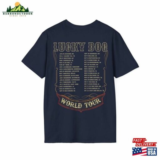 Australia Buyers Only Lucky Dog Guitars World Tour 2024 T-Shirt Tennessee Custom Band Country Music Nashville Bluegrass Concert 80’S Classic