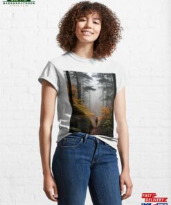 Autumn Solitude A Hikers Journey Through The Foggy Forest Classic T Shirt Hoodie 1