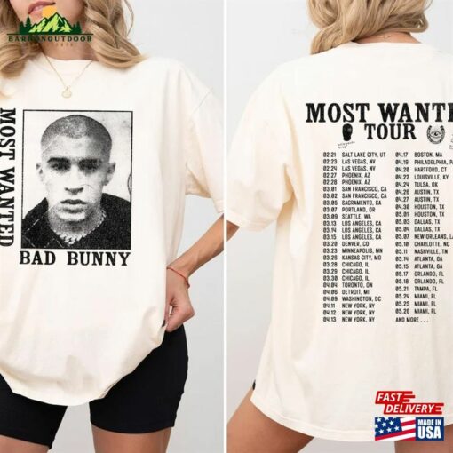 Bad Bunny Most Wanted Tour 2024 2 Sided Shirt Benito Album Merch Classic Sweatshirt