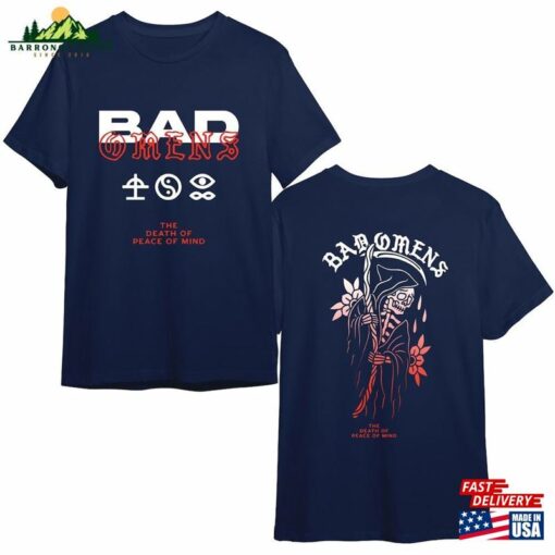 Bad Omen Tour 2023 Shirt Fade Reaper Tee Omens Band Track List Classic Unisex