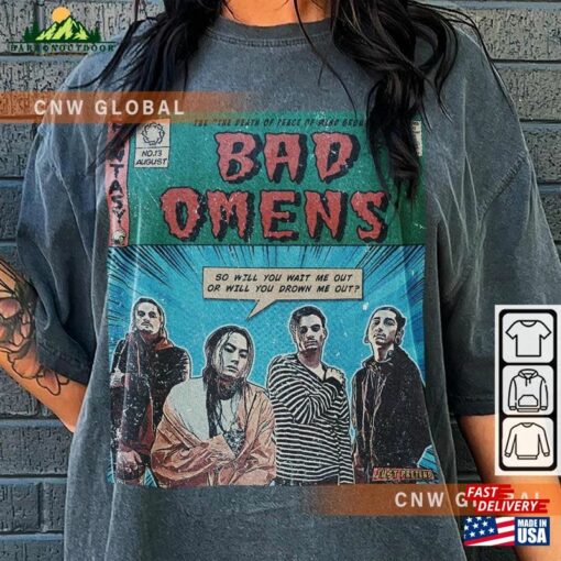 Bad Omens Comic Shirt 90S Vintage Merch Book Art The Death Of Peace Mind Album World Tour Ticket 2023 Graphic Unisex Tee V1 Sweatshirt Hoodie