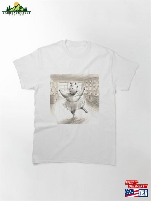 Ballet Hippo Antics Graceful Pirouette In Dance Studio Cartoon Classic T-Shirt Hoodie