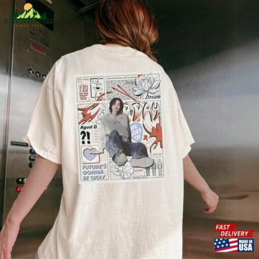 Bangtan Boys Suga Shirt Back Print Bts Vintage Agust D Tshirt Unisex Classic