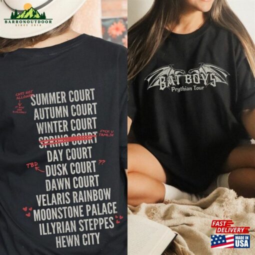 Bat Boys Prythian Tour Distressed Bookish Band Tee Acotar Merch Rhysand Bookworm Enemies To Lovers Reading Lover Shirt T-Shirt Classic