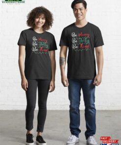 Be Merry Jolly Kind Christmas Funny Holiday Pajama Xmas Lights Essential T-Shirt Unisex Classic
