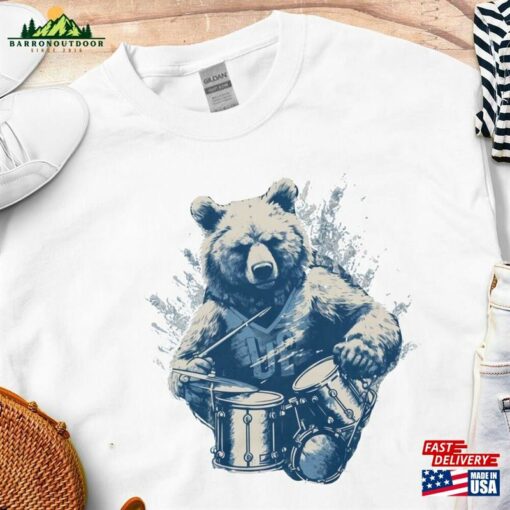 Bear Playing The Drums Sweatshirt Trendy Funny Gift Classic Unisex