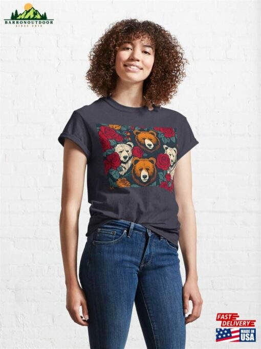 Bears And Roses Red Flowers Classic T-Shirt