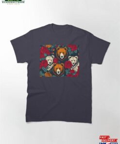 Bears And Roses Red Flowers Classic T-Shirt