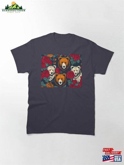 Bears And Roses Red Flowers Classic T-Shirt