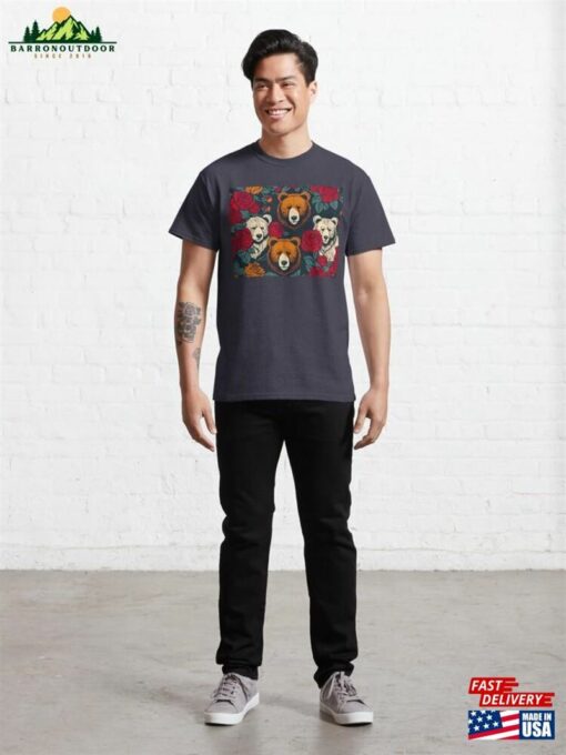 Bears And Roses Red Flowers Classic T-Shirt