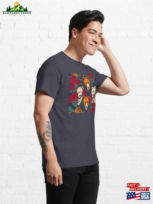 Bears And Roses Red Flowers Classic T-Shirt