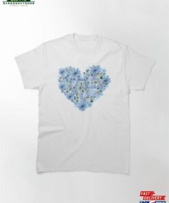 Beautiful Blue Vintage Flowers Classic T Shirt Unisex 1