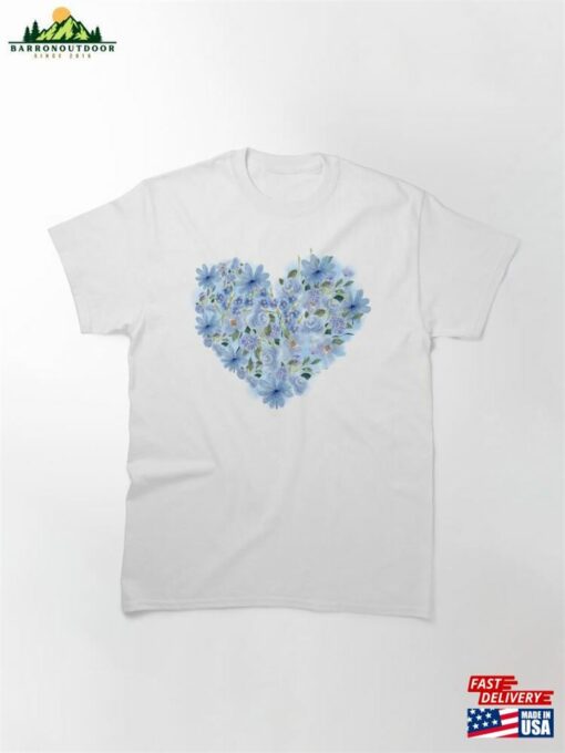 Beautiful Blue Vintage Flowers Classic T-Shirt Unisex