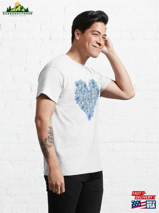 Beautiful Blue Vintage Flowers Classic T-Shirt Unisex