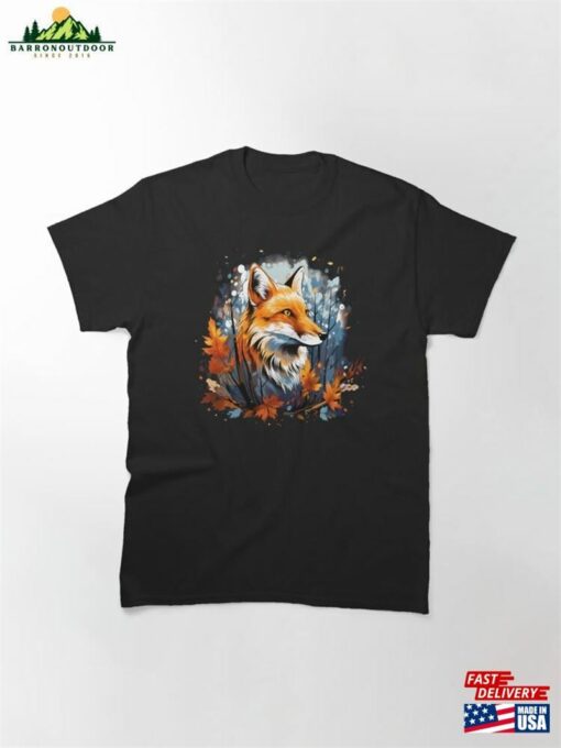 Beautiful Orange Fox In Forest Nature Illustration Classic T-Shirt Hoodie Unisex