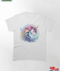 Beautiful Rainbow Unicorn Watercolor Painting Classic T Shirt Sweatshirt 1