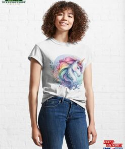 Beautiful Rainbow Unicorn Watercolor Painting Classic T-Shirt Sweatshirt 2 Beautiful Rainbow Unicorn Watercolor Painting Classic T Shirt Sweatshirt 3