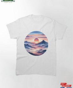 Beautiful Sunset Over Mountain Range Classic T Shirt Sweatshirt 1
