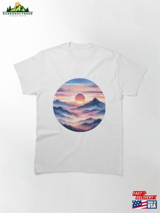 Beautiful Sunset Over Mountain Range Classic T-Shirt Sweatshirt