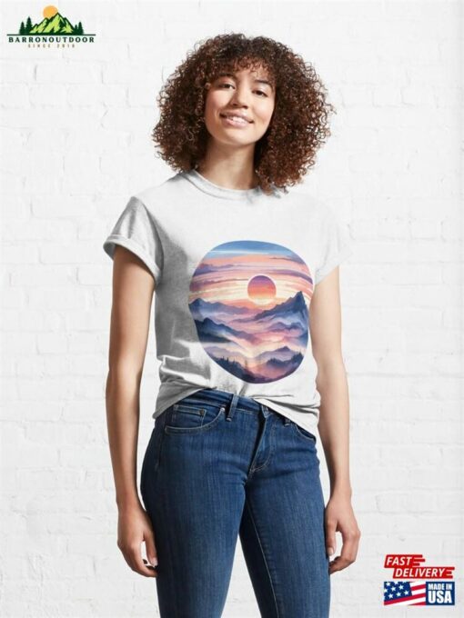 Beautiful Sunset Over Mountain Range Classic T-Shirt Sweatshirt