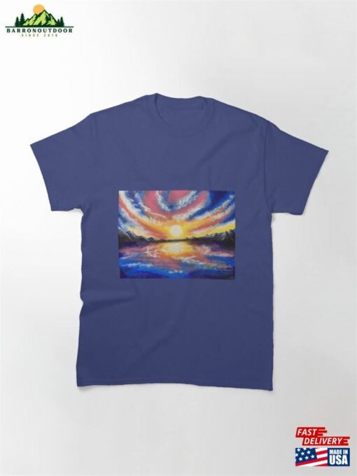 Beautiful Vibrant Mountain Landscape With Sunset Classic T-Shirt