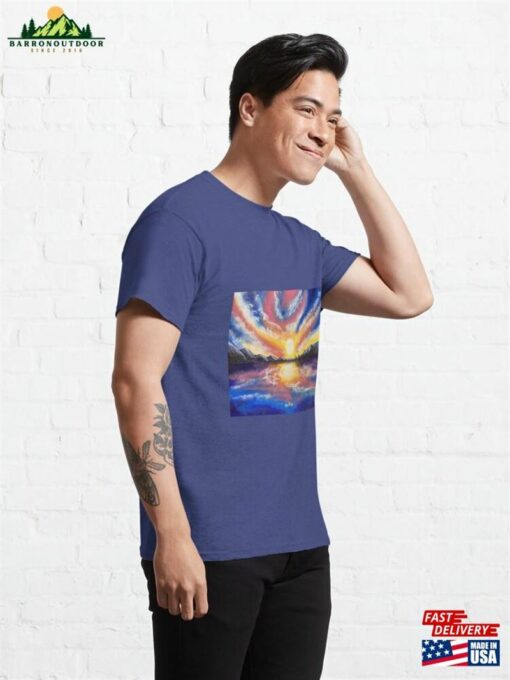 Beautiful Vibrant Mountain Landscape With Sunset Classic T-Shirt