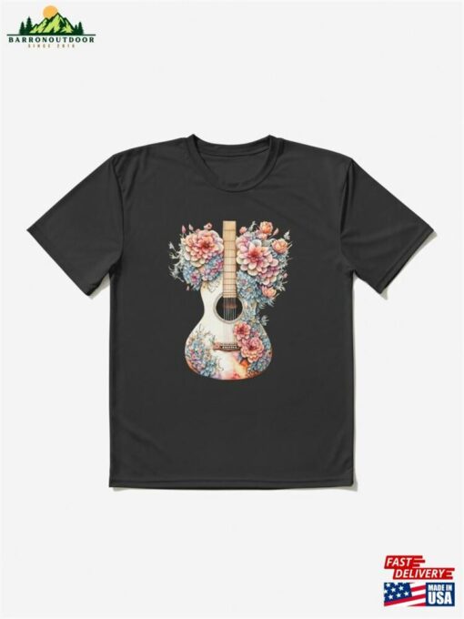 Beautifully Decorated Acoustic Guitar With Colorful Flowers Classic T Shirts Active T-Shirt Sweatshirt