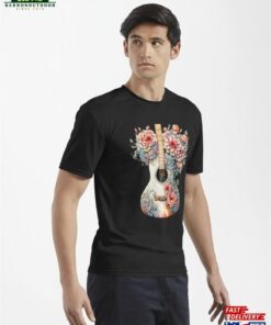 Beautifully Decorated Acoustic Guitar With Colorful Flowers Classic T Shirts Active T Shirt Sweatshirt 3