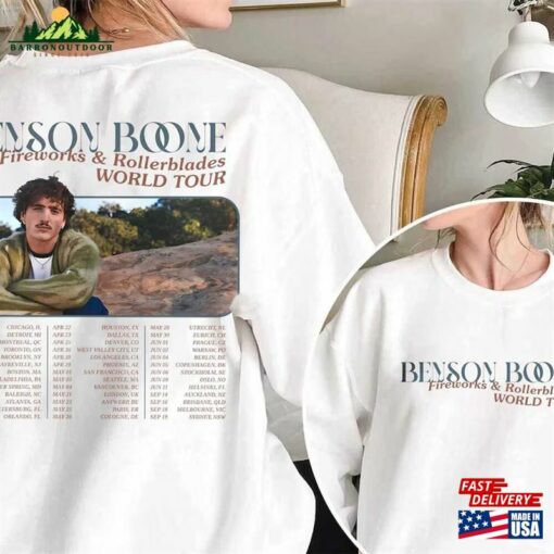 Benson Boone Fireworks And Rollbladers Tour 2024 Shirt Beautiful Things Concert Fan Merch Gifts Dates Tee Double Sided 2 Side Classic Sweatshirt