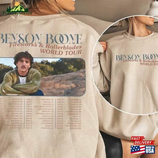 Benson Boone Fireworks And Rollbladers Tour 2024 Shirt Beautiful Things Concert Fan Merch Gifts Dates Tee Double Sided 2 Side Classic Sweatshirt