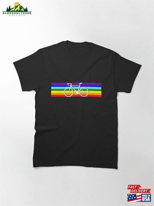 Bicycle Amp Cycling Silhouette And Rainbow Classic T-Shirt